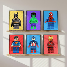 Listing image for Lego Superhero Wall Art Prints | Boys Bedroom Decor Set of 3 or 6