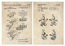 Listing image for Patent Print - Lego Pair - Brick and Minifigure - Vintage Poster Wall Art A4